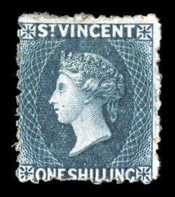 S.G. 8, 1866 1- Slate grey, perforated 11 to 12 12, excellent color that is uncommonly bright and rich, o.g., h.r., fine a very difficult stamp to find in mint original gum
condition 1966 BPA certificate ex-Jaffe (Scott 8A $3,000.00).
