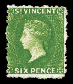 S.G. 30, 1880 6p Bright green, intensely rich color and a strong impression, o.g., mild h.r., fine 2000 BPA certificate ex-Gilbert (Scott 28 $550.00).