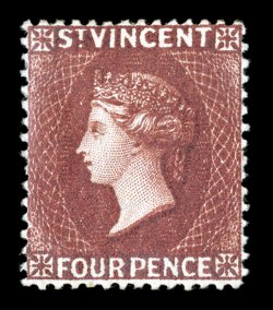 S.G. 50, 1885 4p Red brown, strong rich color, nicely centered, o.g., h.r., mild corner bend, very fine (Scott 47 $1,150.00).