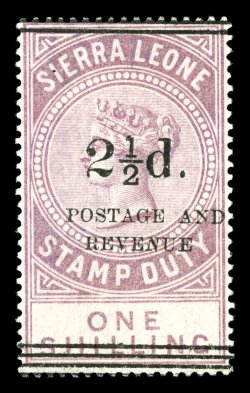 S.G. 66a, 1897 2½d surcharge Ty. 11, on 1- Dull lilac, italic N, unused, slightly washed color, fine a very elusive variety of which only 71 were printed signed Champion
(Scott 58 var.)
