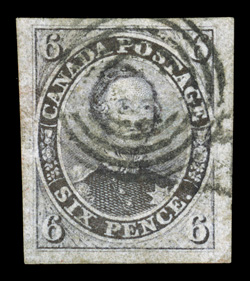 2, 1851 6p Slate violet on laid paper, an impressive used single, boasting lavishly large margins all around which are quite uncharacteristic of this, strong color on crisp
clean paper, target cancel, an extremely fine gem seldom encountered th