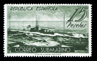 605A-F, 1938 1P-15P Submarines cplt., fresh mint set, o.g., l.h., fine-very fine (Edifil 775-80 Ç690).