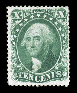 33, 10c Green, Ty. III, unused, well centered and margined, bright color, very fine 1996 and 2008 PSE certificates.