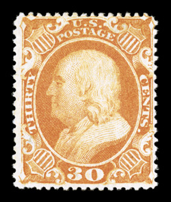 38, 30c Orange, well centered within large margins for this value, strong bright color, o.g., lightly hinged, very fine 1984 and 2005 PF certificates.