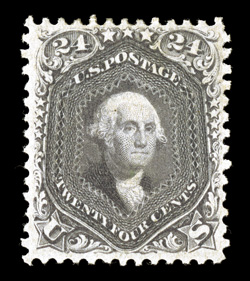 78a, 24c Grayish lilac, an exceedingly choice mint example, being unusually well centered and margined for this notoriously difficult value, deeply rich color and a sharp
detailed impression, full o.g., lightly hinged, extremely fine a terribly