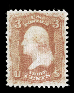 94, 3c Red, F grill, excellent centering, bright and fresh, o.g., lightly hinged, extremely fine 2000 PF certificate and a 2007 PSE certificate (XF-Superb 95 OGph SMQ
$1,100.00).