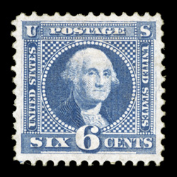 115, 6c Ultramarine, an impressive mint example of the most difficult value of all the 1869 Pictorials to find in premium quality, wonderfully well centered and margined, rich
bright color, o.g., lightly hinged, extremely fine and highly desirab