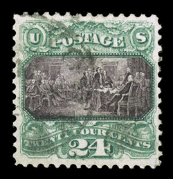 120, 24c Green and violet, used, well centered, bright colors, lightly cancelled, choice very fine 1999 PF certificate.