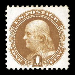 123, 1c Buff re-issue, unused, beautifully centered within generous margins, sumptuously rich color on fresh white paper, extremely fine.