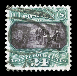 130, 24c Green and violet re-issue, used, well centered and margined, deep rich colors and strong impressions, crisp New York oval registry cancel, choice very fine 1989 PF
certificate ex-Saadi.