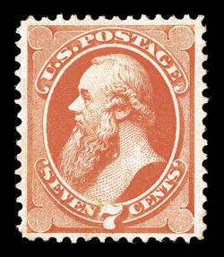 149, 7c Vermilion, well centered within large margins, strong bright color, o.g., lightly hinged, tiny bit of surface rubbing at bottom, otherwise choice very fine clear 2002
PF certificate.