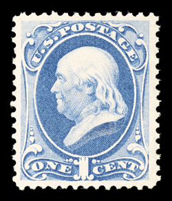 156, 1c Ultramarine, well centered within exceptionally large margins, remarkably fresh color on pristine white paper, o.g., lightly hinged, extremely fine 2005 PF
certificate.