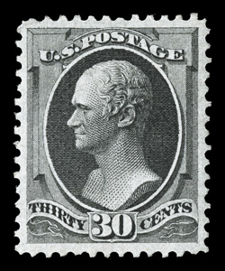 165, 30c Gray black, a magnificent quality mint example that boasts outstanding centering amid lavishly large balanced margins, wonderfully fresh color and an uncommonly crisp
impression, the reverse is just as impressive, with fresh clean o.g.