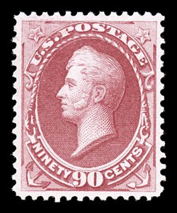 166, 90c Rose carmine, a most impressive mint example of this scarce high value, being extraordinarily well centered and margined, wonderfully fresh color on bright white
paper, o.g., lightly hinged, extremely fine 2005 PF certificate.