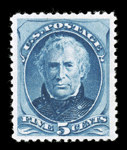 185, 5c Blue, well centered within extra-large margins, strong rich color on fresh white paper, o.g., lightly hinged, trivial gum bend, very fine clear 2001 PF
certificate.