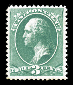 207, 3c Green, well centered and margined, bright color, o.g., never hinged, choice very fine 2004 PF certificate.