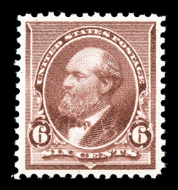 224, 6c Brown red, a most impressive mint example that is marvelously well centered within large balanced margins, strong fresh color, pristine o.g., never hinged, extremely
fine actually quite rare in this gem quality 2004 PSE certificate (XF