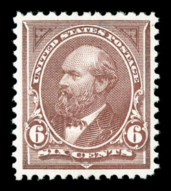 256, 6c Dull brown, uncommonly bright and fresh, with rich color on crisp white paper, exceedingly well centered and margined, o.g., n.h., extremely fine 2002 PF
certificate.