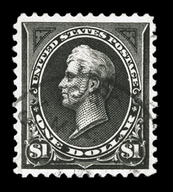 261A, $1.00 Black, Ty. II, used, well centered within uncommonly large margins, strong rich color and impression on bright paper, neat c.d.s. cancel, extremely fine an
especially scarce used stamp so choice 2001 PF certificate.