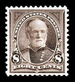 272, 8c Violet brown, excellent centering within large margins, strong color, o.g., never hinged, extremely fine 2002 PF certificate.