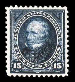 274, 15c Dark blue, striking color that is especially deep and rich, outstanding impression on pristine white paper, unusually well centered, o.g., n.h., extremely fine 2006
PSE certificate.