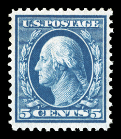 361, 5c Blue on bluish paper, a magnificently fresh and choice mint example of this rare stamp, which is extremely difficult to find in such outstanding condition, possessing
exceptional physical attributes which contribute to its overall appeal