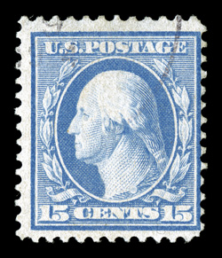 366, 15c Pale ultramarine on bluish paper, bright color, light postmark which the Philatelic Foundation declines opinion as to whether it is a contemporary cancel, fine clear
2001 APS certificate (used, genuine) and a 2009 PF certificate as m