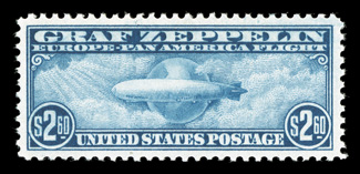 C13-15, 65c-$2.60 Graf Zeppelins cplt., each is exceptionally well centered, bright colors, o.g., faintly hinged, $1.30 with small natural gum wrinkle, extremely
fine.
