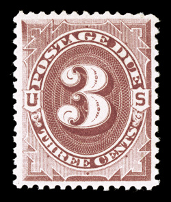 J17, 3c Red brown, exceptionally well centered, brilliantly fresh color, o.g., lightly hinged, small natural inclusion visible mostly on the reverse, extremely fine clear 1998
PSE certificate.