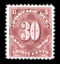 J36, 30c Deep claret, attractively centered within large margins, bright fresh color, o.g., choice very fine 2003 PSE certificate (left selvage subsequently
removed).