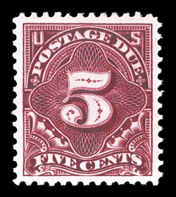 J41, 5c Deep claret, a truly outstanding mint example, in a quality that is rarely seen on this stamp, as it is precisely centered within lavishly large margins, plus its color
is a striking rich shade and impression deeply etched, unblemished o