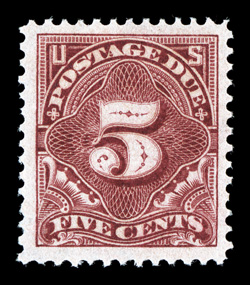 J41, 5c Deep claret, impressive mint single, sporting lavishly large margins all around and being exceptionally well centered within them, deep vibrant color, o.g., n.h.,
extremely fine 1992 PF certificate.