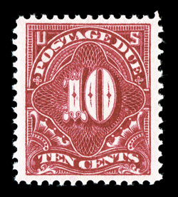 J49a, 10c Rose carmine, excellent centering amid unusually wide margins, brilliant color and an intense impression, o.g., n.h., extremely fine 2006 PF certificate (XF
90).