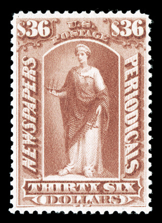 PR77, $36.00 Indian red, excellent centering, rich color, o.g., lightly hinged, extremely fine 2007 PSE certificate.