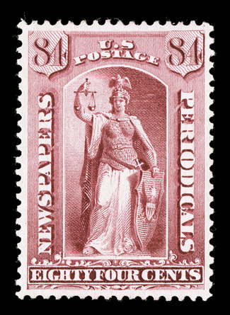 PR88, 84c Carmine, an impressive mint example that is extraordinarily well centered within large margins, brilliantly rich color, o.g., lightly hinged, extremely fine 2007 PF
certificate.