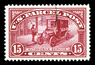 Q7, 15c Parcel Post, a stunning used single that is impeccably well centered within remarkably wide margins, deep luxuriant color and an especially intense impression, very
lightly cancelled, an extremely fine gem in every respect actually a mo