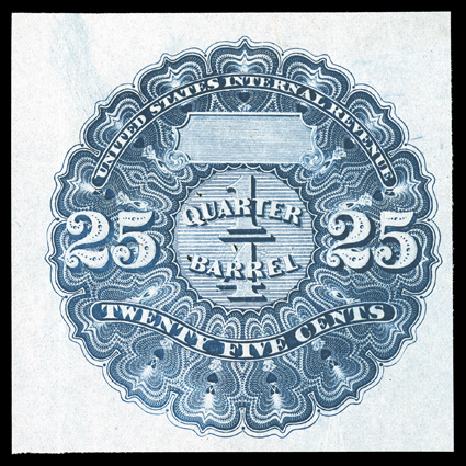 REA9, 25c Blue, very large margins all around, extraordinarily fresh, a couple light creases as is usually the case, otherwise extremely fine.