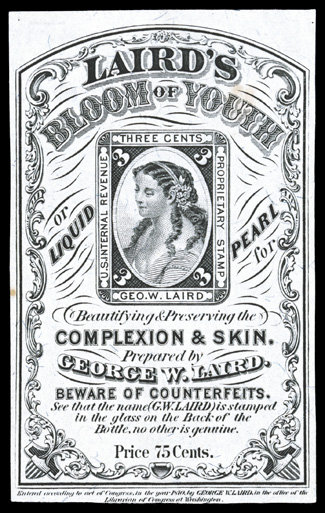 RT14b, George W. Laird, 3c Black imperforate, silk paper, a pleasing example of this popular issue, rich color on fresh paper, four clear to huge margins, light stained spot at
upper right and thinned spot, very fine appearance scarce, with o