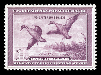 RW5, 1938 $1.00 Light violet, unusually well centered, deep color, o.g., n.h., extremely fine.