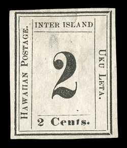 20, 2c Black, Plate 5-C, Type V, Position 5, unused, generous margins all around, thin spot and a small sealed tear at top, very fine appearance 2005 PF
certificate.