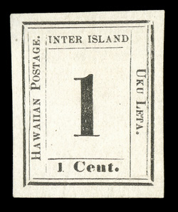 23, 1c Black on laid paper, Plate 8-A, Type I, Position 2, unused, huge even margins all around, bright and fresh, corner thin at top left, extremely fine appearance 2009 PF
certificate.