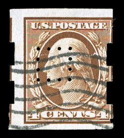 Schermack Ty. III perforations with perforated control marks, a desirable group of 23 used singles comprised of virtually all different perforated control marks on 343 (7), 344
(11), 346 (one of only twelve recorded by Glass as of 1996), 383, 38