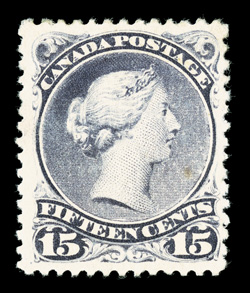 30c, 1868 15c Deep violet on very thick paper, an exceptional appearing mint example of this rare variety, being marvelously well centered within unusually large margins, deep
rich color on bright fresh paper, o.g., small thin spot, otherwise ex