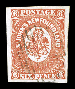 13, 1860 6p Orange, highly select used example, with four large margins and vibrant color, very light and unobtrusive barred oval postmark, extremely fine a lovely used gem
ex-Caspary (Unitrade C$1,200.00).