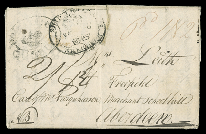 [North West Company, James Leith, 1815] Choice content Autograph Letter Signed by James Leith, one of the partners of the North West Company, Fort William, Lake Superior
(present-day Thunder Bay, Ontario), August 27, 1815. He writes to his mother