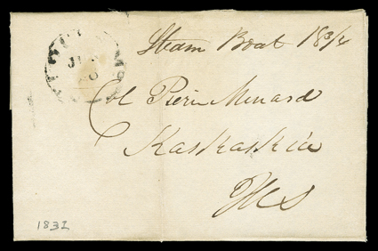 [Black Hawk War] Two letters from men involved in the war against the Sauk and Fox under Black Hawk. The first, June 10, 1832, is from Lt. George H. Croman at Jefferson
Barracks, MO, (with his Frank), to W.A. Gordon of the Quartermaster Generals