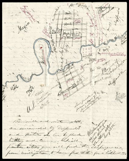 [The Texas Expedition] One-of-a-kind collection of autograph letters by Albert L. Norris, 1865-69, an assistant surgeon in the 1865-66 US Army foray into Texas, begun primarily
to show French forces in Mexico (then under the rule of Maximilian I,