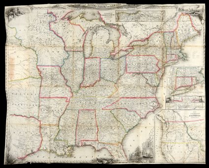 The Illustrated Hand-Book, a New Guide for Travelers Through the United States of America..., John Calvin Smith. NY, Sherman and Smith, 1847. 12mo, brown cloth with gilt title,
design, and spine. Owners 1847 pen identification on free front