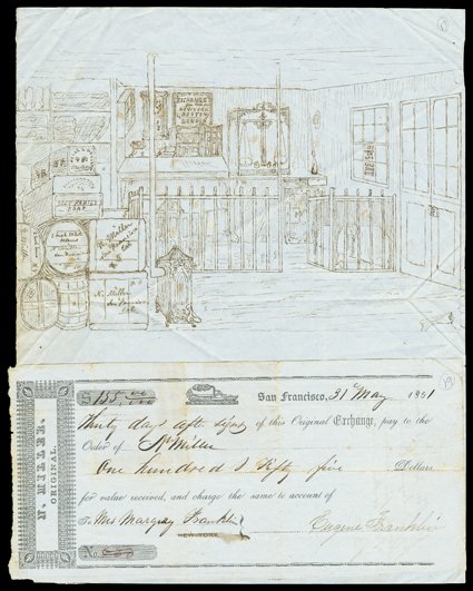 [San Francisco, Vigilance Committee] The Miller Correspondence 1849-60 a large group of 59 letters, documents, and items of ephemera regarding Nathaniel Miller, a storekeeper
in San Francisco and a member of its 1851 Vigilance Committee. Writing