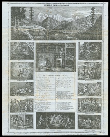 Miners Life - Illustrated, (Baird 165) Barber & Baker, no date (before 12231854). No. 165 in Baird. One other known (in addition to the one following). Ornate border slightly
cut off at top right, some toning. Otherwise a very sharp impressio